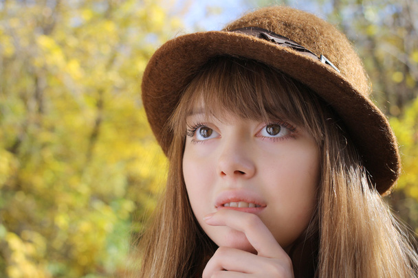 Beautiful young woman in autumn park - Zdjęcie, obraz