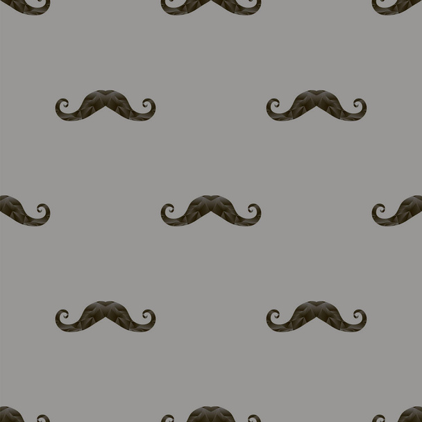 Black Hairy Mustache Silhouettes Seamless Pattern on Grey Background - Photo, Image