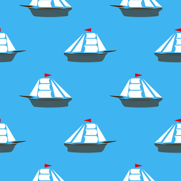 Mar Navios silhuetas padrão sem costura. Fundo do barco à vela
 - Foto, Imagem