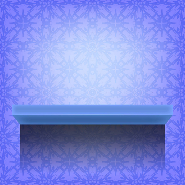 Blue Wall Shelf on Ornamental Asian Background - Photo, Image