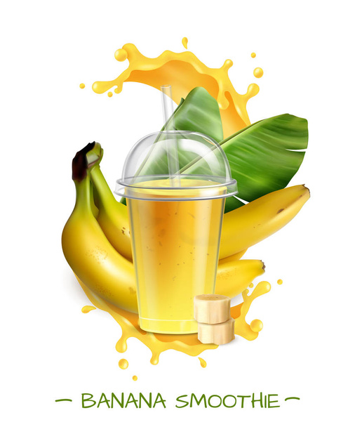 Banana Smoothie Realistic Composition  - Vektor, kép
