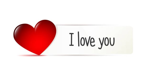 I love you message on white paper with red heart - Wektor, obraz