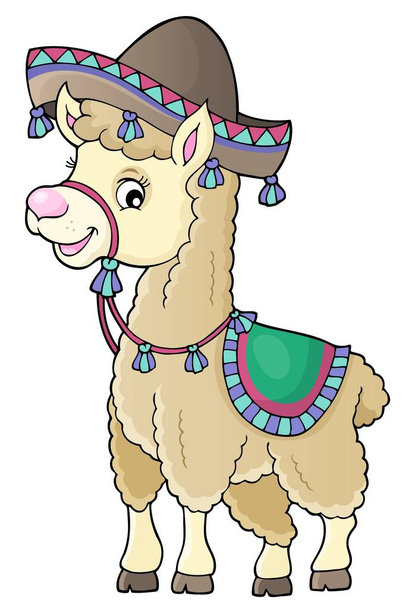 Llama in sombrero theme 1 - eps10 vector illustration. - Vector, Image