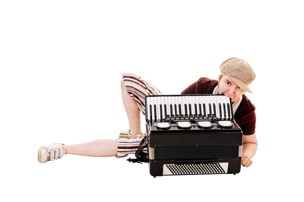 Cool musician with concertina - Foto, afbeelding