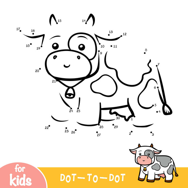 Numbers game, education dot to dot game for children, Cow - Vector, Image