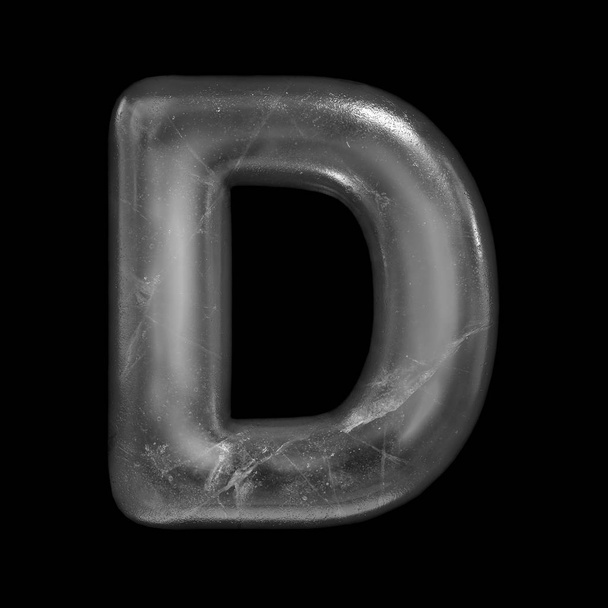 Ice letter D - Carattere 3d Inverno maiuscolo isolato su sfondo nero. Questo alfabeto è perfetto per illustrazioni creative legate ma non limitate a Natura, Inverno, Natale
... - Foto, immagini