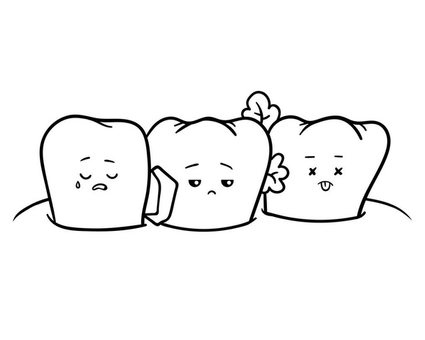 Coloring book for children, Dirty teeth - Vector, Image