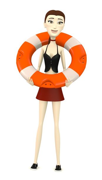 3d render of cartoon character with buoy - Фото, зображення