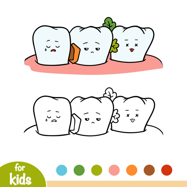 Kleurboek voor kinderen, vuile tand - Vector, afbeelding
