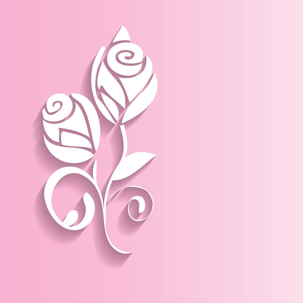 Abstract 3D paper rose, Valentine's day, vector illustration - Вектор,изображение