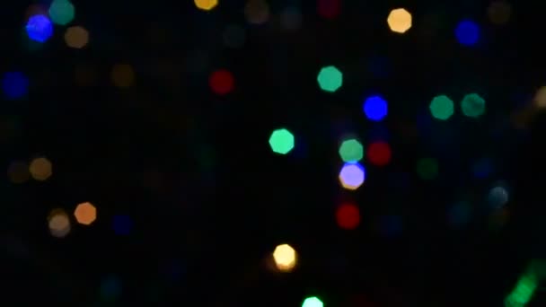 Θολή bokeh στο στάδιο συναυλία του νέου έτους Dayblurred εικόνες χρωματιστά φώτα τη νύχτα της Πρωτοχρονιάς αστέρια - Πλάνα, βίντεο