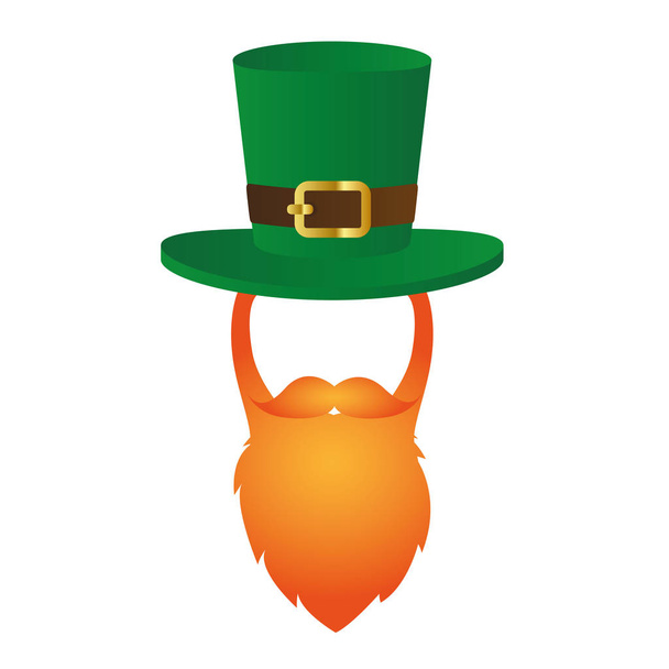 leprechaun character face with red beard and green hat - Вектор, зображення