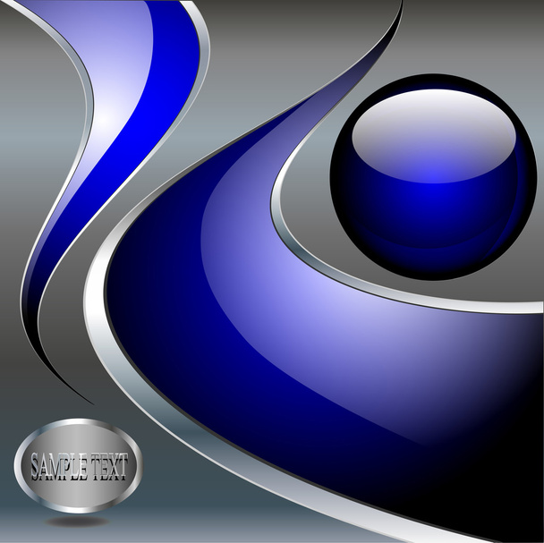 abstract technology metallic background with blue ball - Vektör, Görsel
