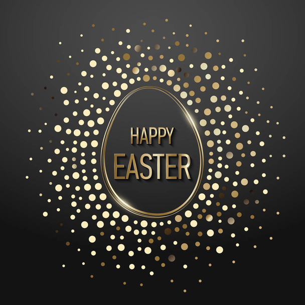 Easter Sale special offer banner with golden easter egg and handwritten text design on black background for business, promotion and advertising. - Vektor, obrázek