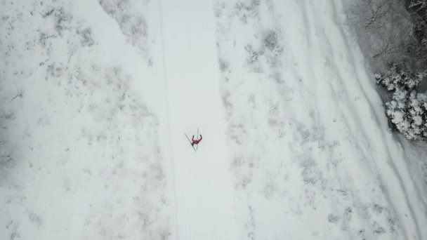 Entrenamiento de esquiador. Vista superior de la pista, región de Moscú
 - Metraje, vídeo