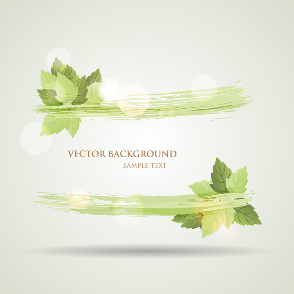 Banner de verão ensolarado com folhas verdes
 - Vetor, Imagem