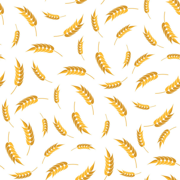 Seamless Wheat Pattern. Set of Ears Isolated on White Background - Photo, Image