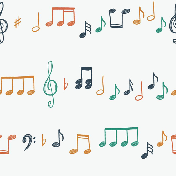 Zenei jegyzetek és clefs zökkenőmentes minta - vektor zenei textúra. - Vektor, kép