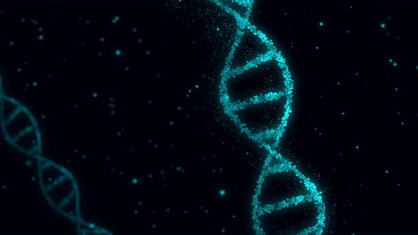 DNS helix molekulák absztrakt 3D-s illusztráció. Biotechnológia, genetika és tudomány fogalom. Új technológiai háttér. - Fotó, kép