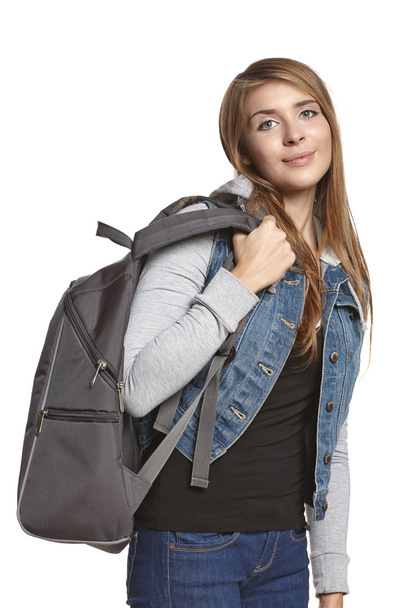 Girl hiker with backpack - Fotoğraf, Görsel