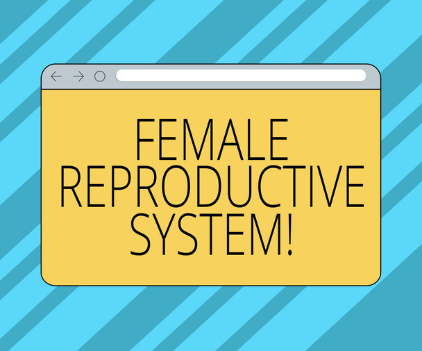 Text sign showing Female Reproductive System. Conceptual photo responsible in reproduction of new offspring Monitor Screen with Forward Backward Progress Control Bar Blank Text Space. - Photo, Image