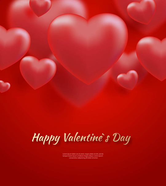 Piros valentine s nap háttér a 3D-s piros szív. Vektoros illusztráció aranyos szerelem banner vagy képeslapot. Hely a szöveg - Vektor, kép