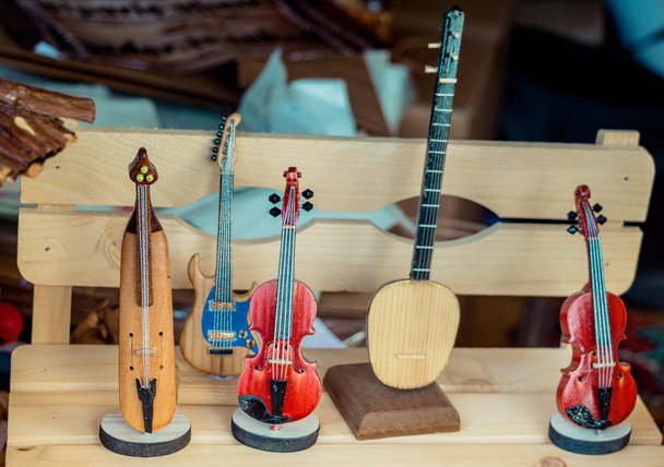 Sada modelů hudebních nástrojů ze dřeva - Fotografie, Obrázek