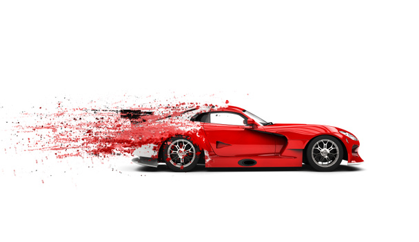 Super voiture rouge - peinture pistes volantes
 - Photo, image