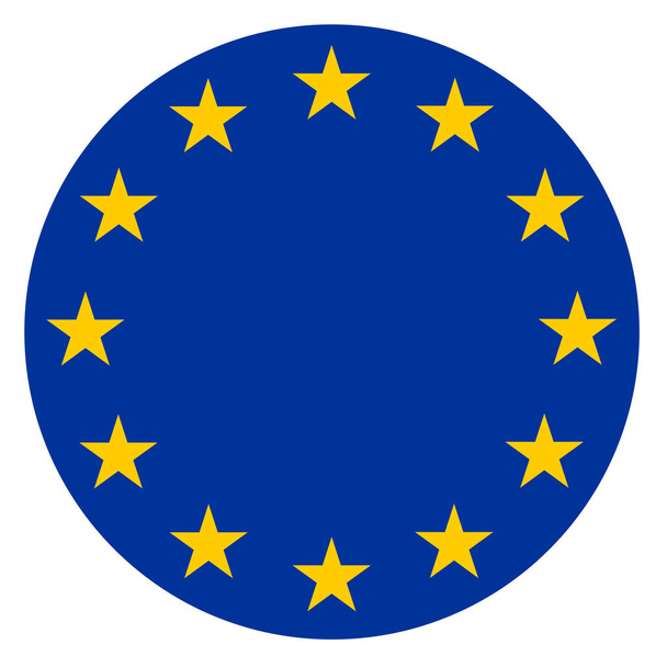 Κύκλος σημαία χώρας της Ευρωπαϊκής Ένωσης με βάση στρογγυλή σύμβολο - Φωτογραφία, εικόνα