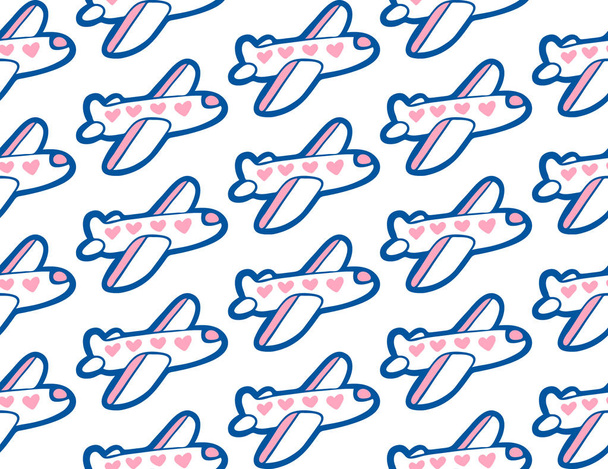 Doodle Plane Seamless Pattern - Vector, Image