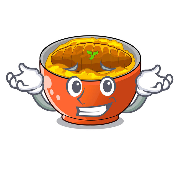 Grinning katsudon sauce in the character bowl vector illustration - Vetor, Imagem