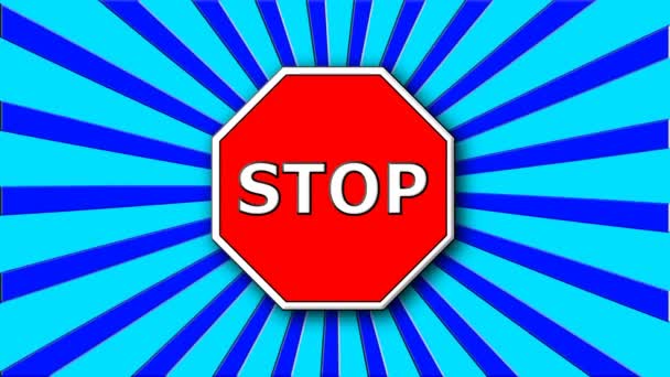 Stop panneau sur les rayons rouges et de bande dessinée, décoration pour créatif, 3d rendre fond
 - Séquence, vidéo