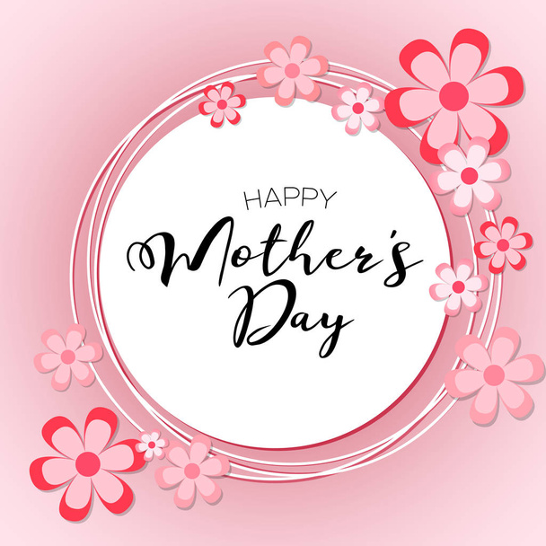 Happy Mother's day! Vector lettering illustration with flowers on pink background - Διάνυσμα, εικόνα