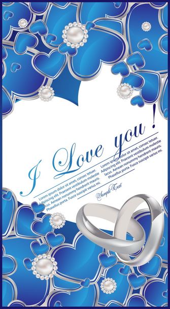 tarjeta con corazones azules brillantes
 - Vector, Imagen