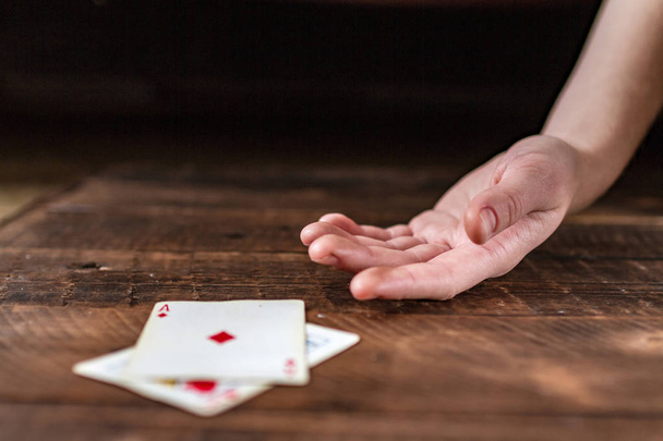 Card addiction. Dependence on poker, gambling. Gambling concept - Фото, зображення