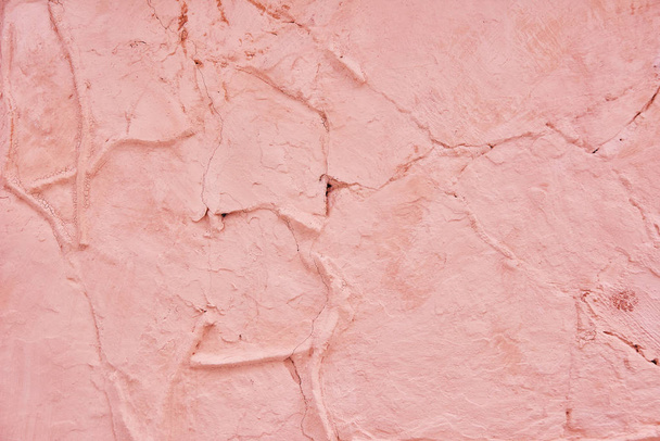Pink Plastered Concrete Wall Background Texture Detail - Foto, imagen