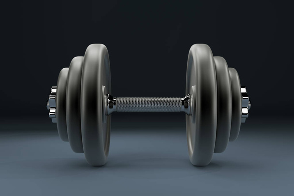 Representación 3D de una mancuerna para deportes. Equipos de levantamiento de pesas
 - Foto, Imagen