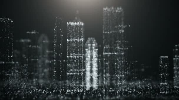 Streszczenie tło wielkiego miasta błyszczących cząstek. - Materiał filmowy, wideo