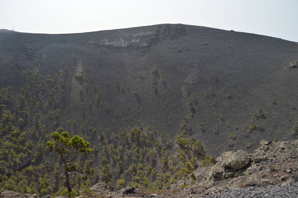 Внутренний кратер вулкана Сан-Антонио на острове Ла-Пальма на Канарских островах. Путешествия, природа, праздники, геология. 8 июля 2015 года. Исла-де-ла-Пальма
. - Фото, изображение