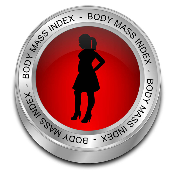 κόκκινο σώματος δείκτης μάζας κουμπί - 3d απεικόνιση - Φωτογραφία, εικόνα