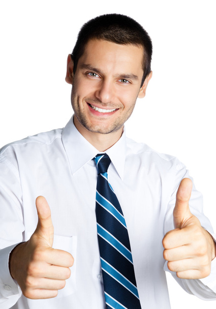 Businessman with thumbs up, isolated - Foto, imagen