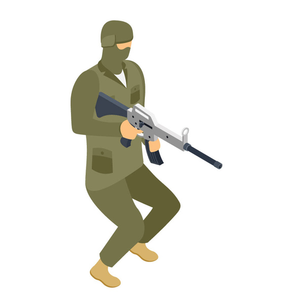 Бойовий солдат, ізометрична векторна іконка
 - Вектор, зображення