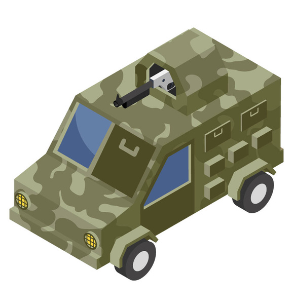 Military jeep, isometric icon - Vector, Imagen