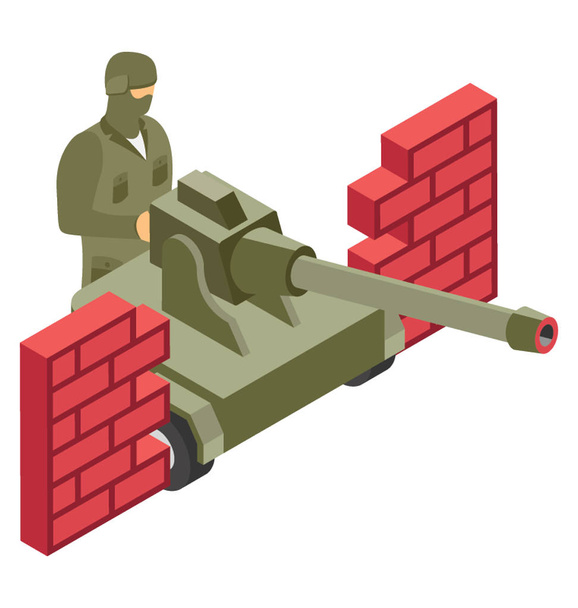 Isometric vector icon of cannon - Vector, Imagen