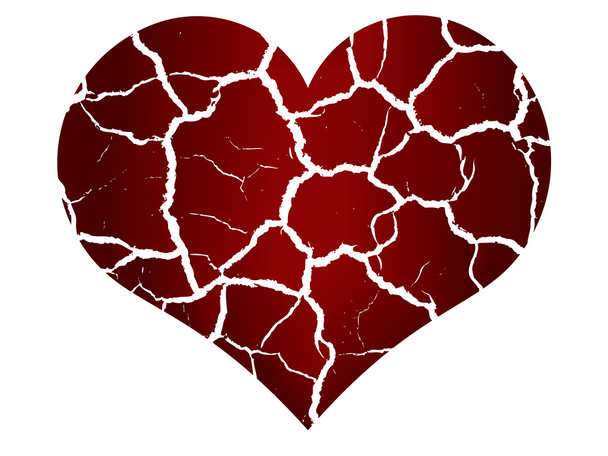 gebroken hart in stukken - Vector, afbeelding