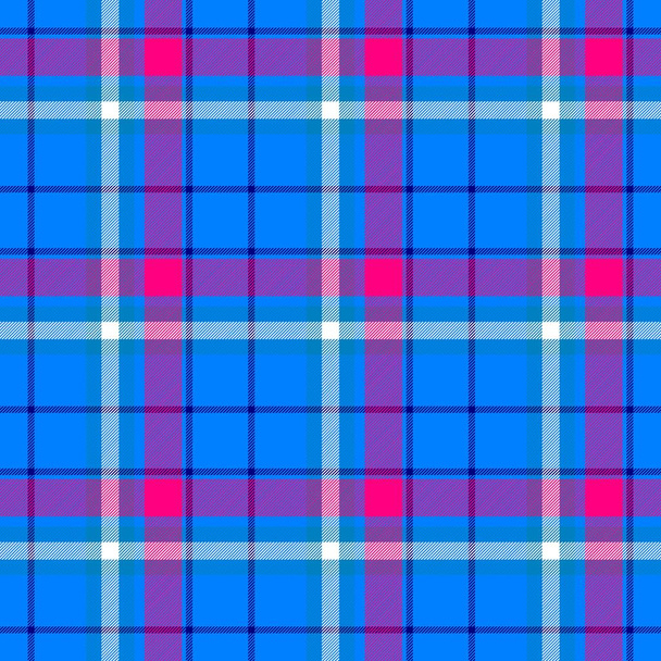 karierte Diamant Tartan karierte Scotch Kilt Stoff nahtlose Muster Textur Hintergrund - Farbe blau, hot pink und weiß - Foto, Bild