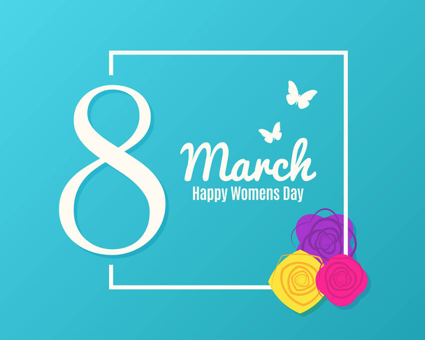 8 march banner. Womens day greeting with flowers - Vector, Image
