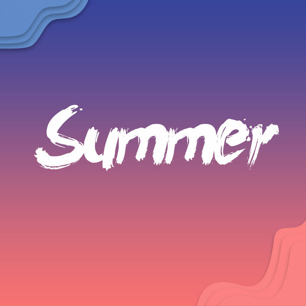 Tropical summer paradise background. Flat clouds design Modern futuristic template for 2019 at colorful sunset gradient. - Foto, immagini