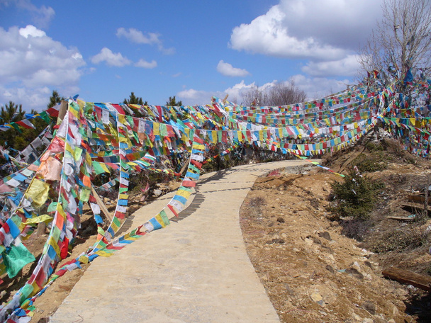 imát zászló (tibeti darchor), shangrila, yunnan, Kína - Fotó, kép