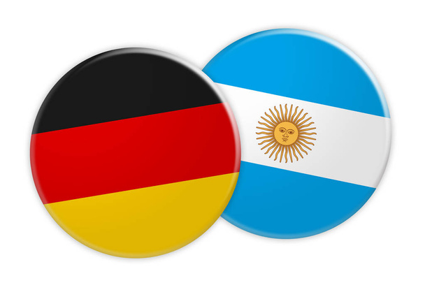 Německo vlajky na Argentina vlajka tlačítko, 3d ilustrace na bílém pozadí - Fotografie, Obrázek
